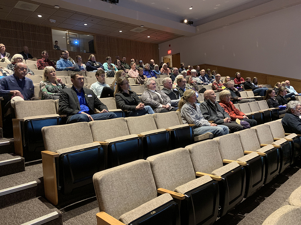 Audience members listening to Dr. Sreekala Bajwa at The Bair Ranch Foundation Seminar Series