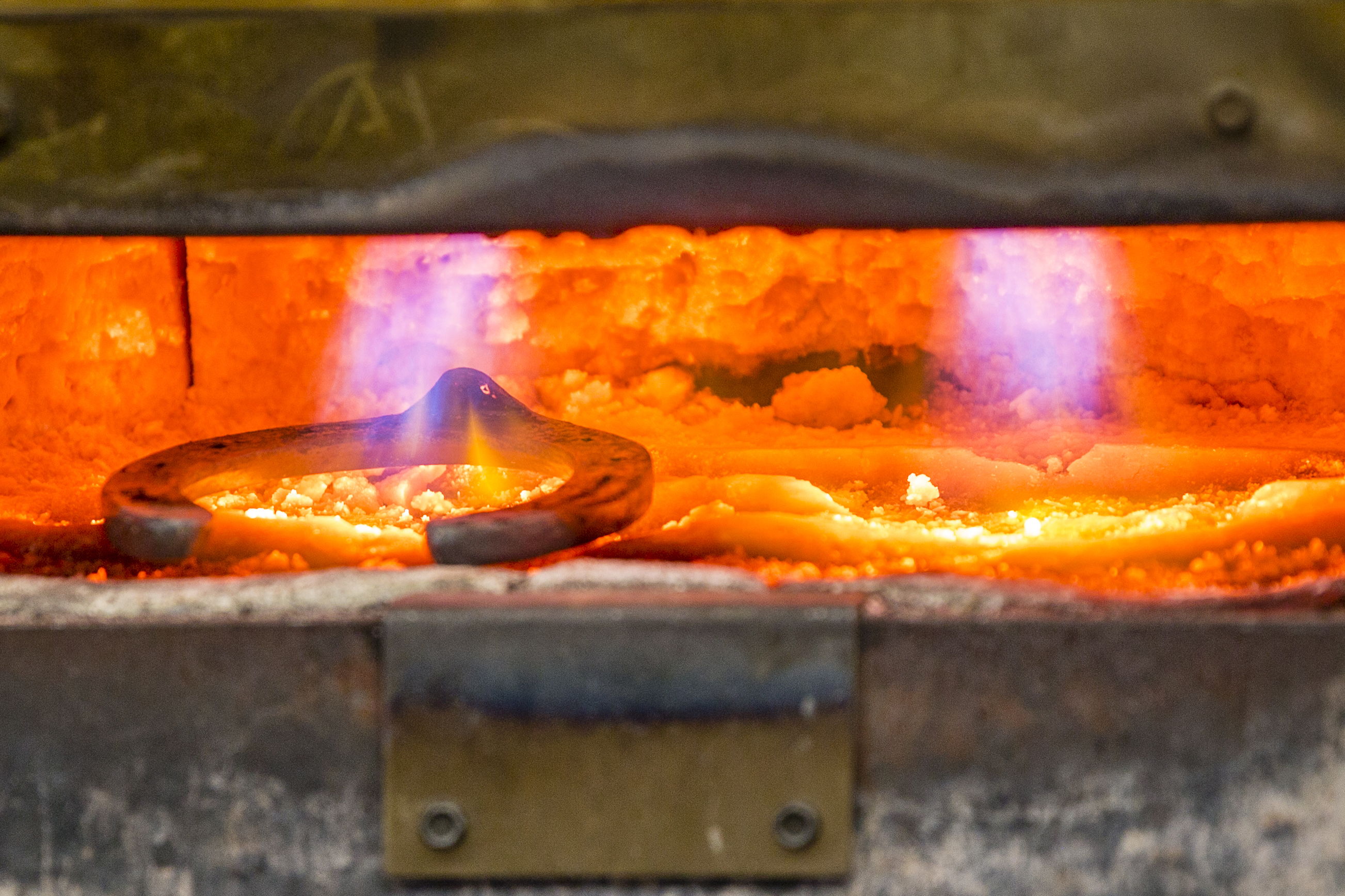 horse shoe in hot oven