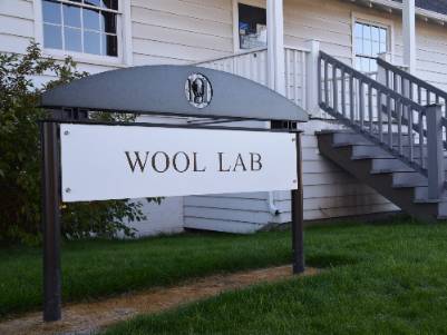 A sign that reads wool lab